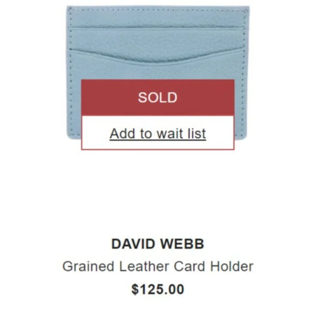 David Webb Leather Card Holder Wallet - NEW